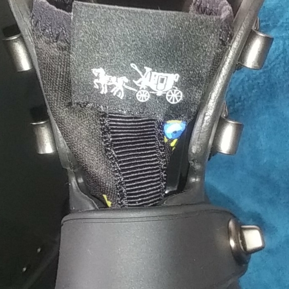 Black Coach boots rubber urban hiker booties sz 6B New FIRM - Picture 7 of 13